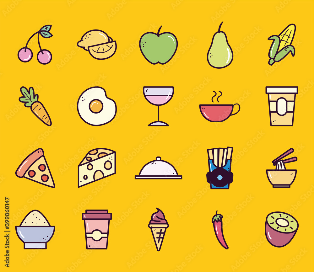 food icons collection vector design