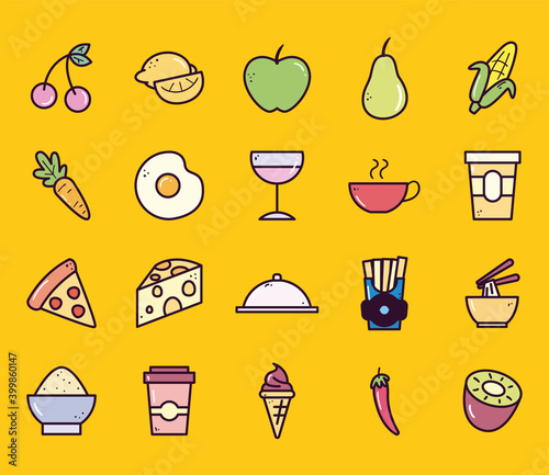 food icons collection vector design