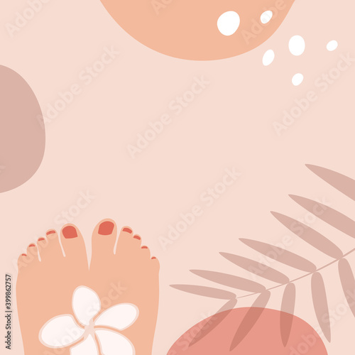 Abstract image of feet and a flower.