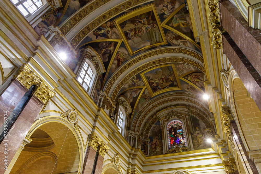 Interior of Saint Paul´s Cathedral in Mdina, Malta.