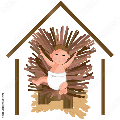 Cartoon of a baby Jesus. Nativity character - Vector