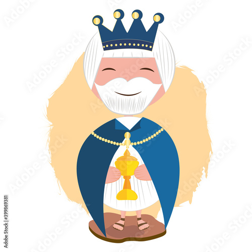 Cartoon of a magi king. Nativity character - Vector