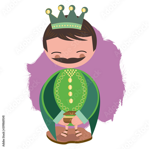 Cartoon of a magi king. Nativity character - Vector