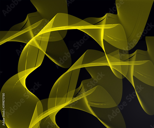 Abstract yellow and black device  background with line waves vector photo