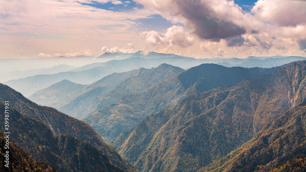 Fototapeta premium The Himalayan mountain landscape on the trekking route from Khare to Panch Pokhari in Nepal.
