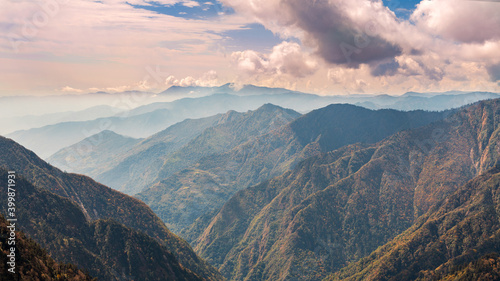 Fototapeta Naklejka Na Ścianę i Meble -  The Himalayan mountain landscape on the trekking route from Khare to Panch Pokhari in Nepal.