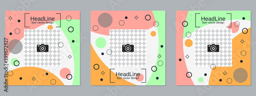 Square geometric style flyer  banner  booklet  brochure cover vector templates collection