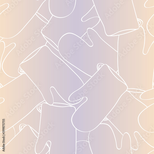 Vector Oven Mit Potholder Outlines on Ombre Purple Orange Background Seamless Repeat Pattern. Background for textiles, cards, manufacturing, wallpapers, print, gift wrap and scrapbooking.