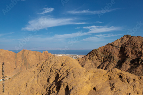 Coloured Canyon in Dahab on South Sinai (Egypt) peninsula. Desert rocks of multicolored sandstone background..