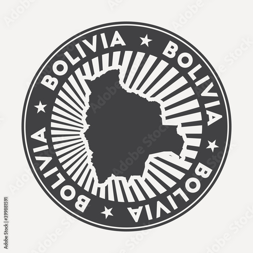 Bolivia round logo. Vintage travel badge with the circular name and map of country, vector illustration. Can be used as insignia, logotype, label, sticker or badge of the Bolivia.