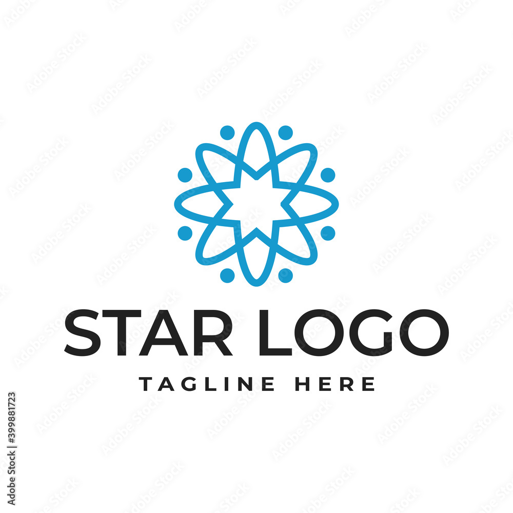 Star logo design with outline style. Outer space vector graphics. Star logo design with outline style. Outer space vector graphics.