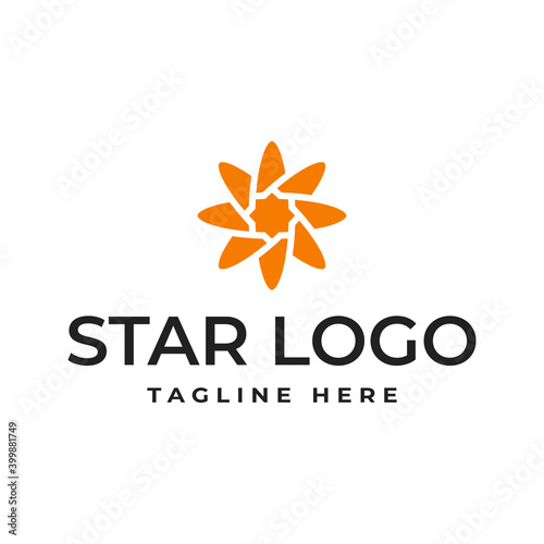 Star logo design with outline style. Outer space vector graphics.