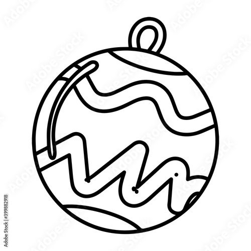 Isolated christmas ball icon with stripes. Vector illustration