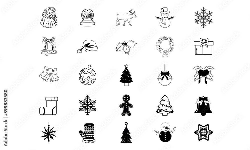 Fototapeta premium Set of christmas icons. Christmas season. Vector illustration