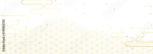 日本の伝統模様を用いたシンプルな横長の背景イラスト	