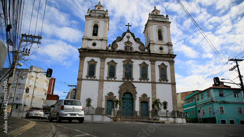 Fotografie salvador, bahia, brazil - december 16, 2020: view of the Parish of Santissimo Sacramento and Sant'Ana, in the Nazare neighborhood, in the city of Salvador