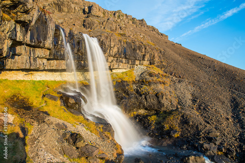 Waterfall Migandisfoss in Hornafjordur in Iceland