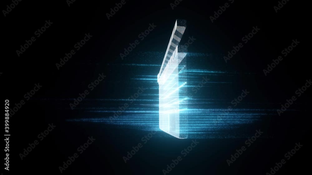 Digital Movie Clap Claqueta Hud Hologram Representation of digital filmmaking. High quality 4k footage