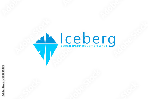 Iceberg logo modern technology cloud, simple minimalist design. computer internet, mountain rock.