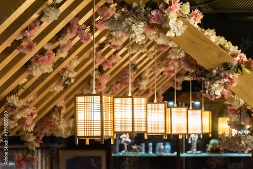 Japanese interior decoration, Japanese restaurant 
 photo