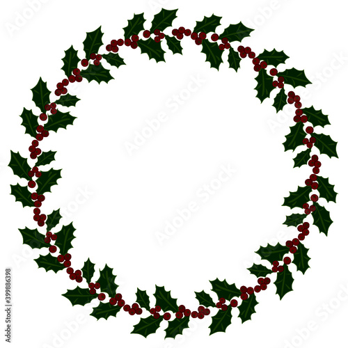 Elaborate traditional Christmas holly wreath