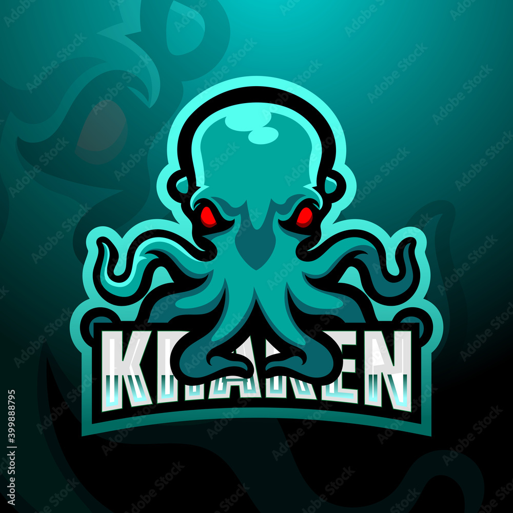 Kraken mascot esport logo design