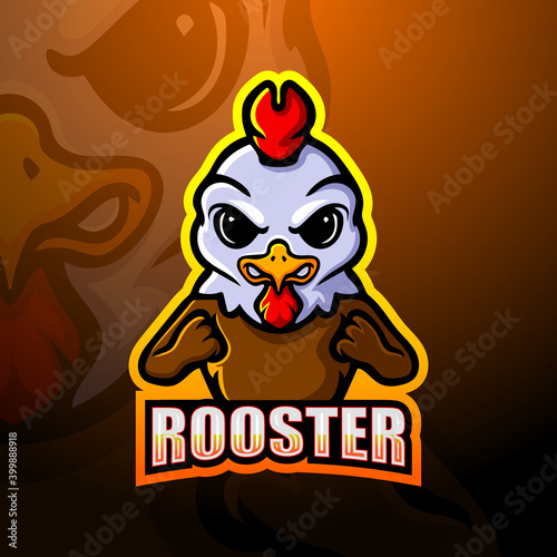 Rooster mascot esport logo design