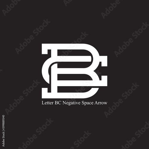 letter cb negative space hidden arrow geometric logo vector
