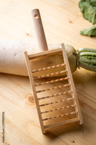 Oni-oroshi, japanese traditional daikon grater photo