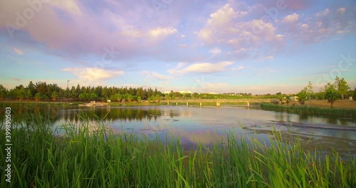 Reveal Of Lake From Behind junques. photo