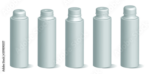 set of black glossy bottles with highlight, vector illustration.