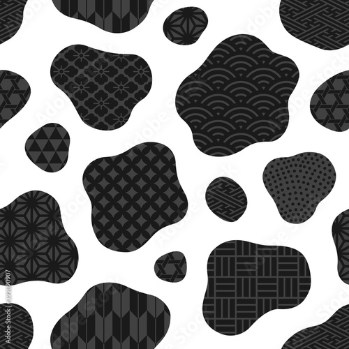 牛柄のパターン（和柄入り・黒）