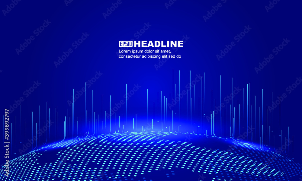 Naklejka premium Lines launched by digital Earth, international Internet technology.