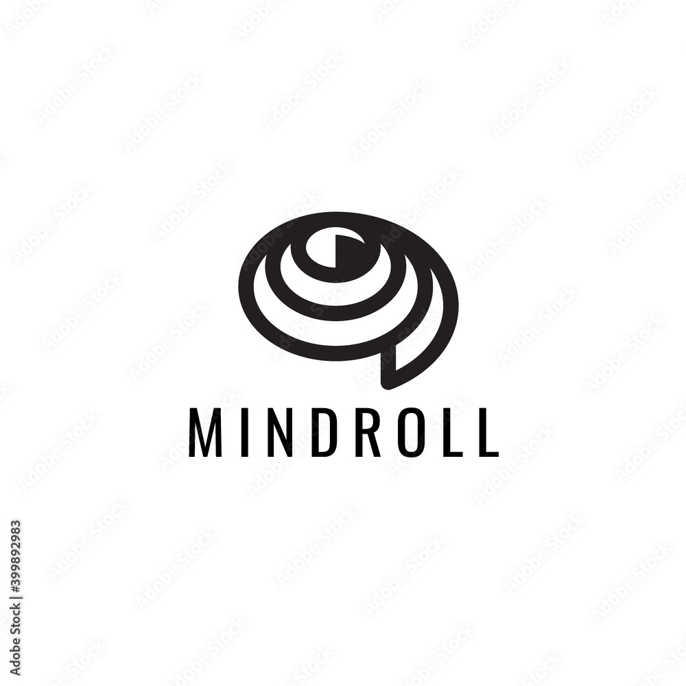 Roll with mind icon shaped logo design illustration