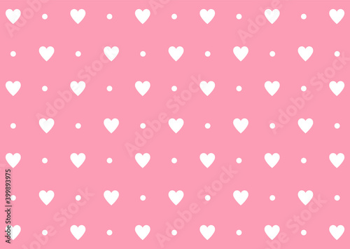 Pink seamless pattern Valentine's Day with white hearts, art, cute card, concept of love, decoration, romantic, isolated, nice design, vector illustration