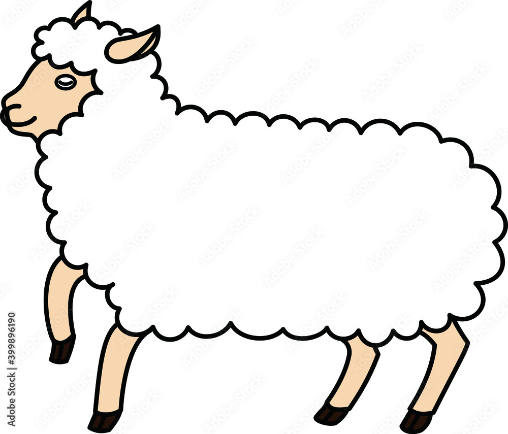 未年にふさわしい１頭のふわふわした毛の羊のイラスト Stock Vector Adobe Stock