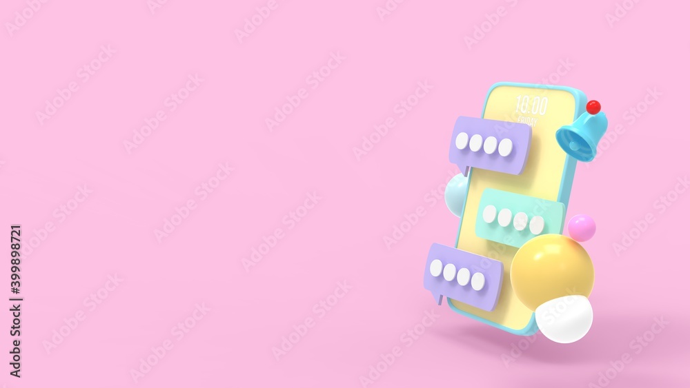 3D render chat notification on pink background 3D render chat notification on pink background