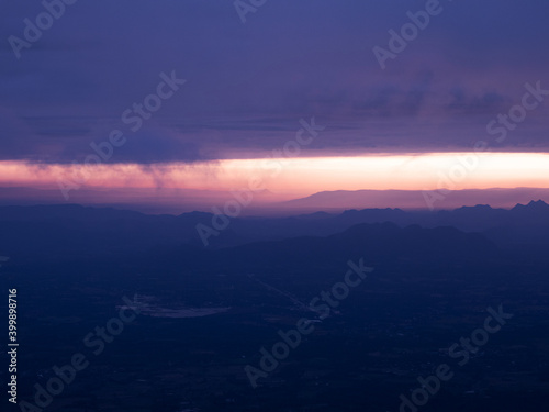 charming sunrise sky limestone mountain landscape at at Pha Nok An cliff. Phu Kradueng