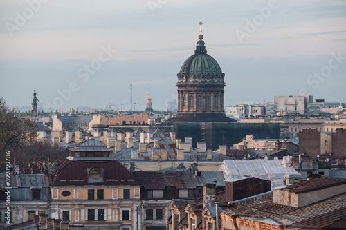 Cityscape of Saint Petersburg with doome of Kazan cathedral