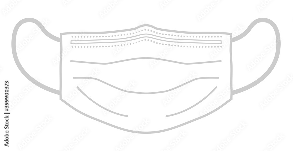 立体型不織布マスクの線画イラスト サージカルマスク Stock Vector Adobe Stock
