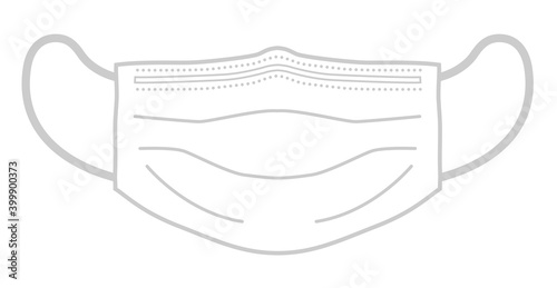 立体型不織布マスクの線画イラスト【サージカルマスク】