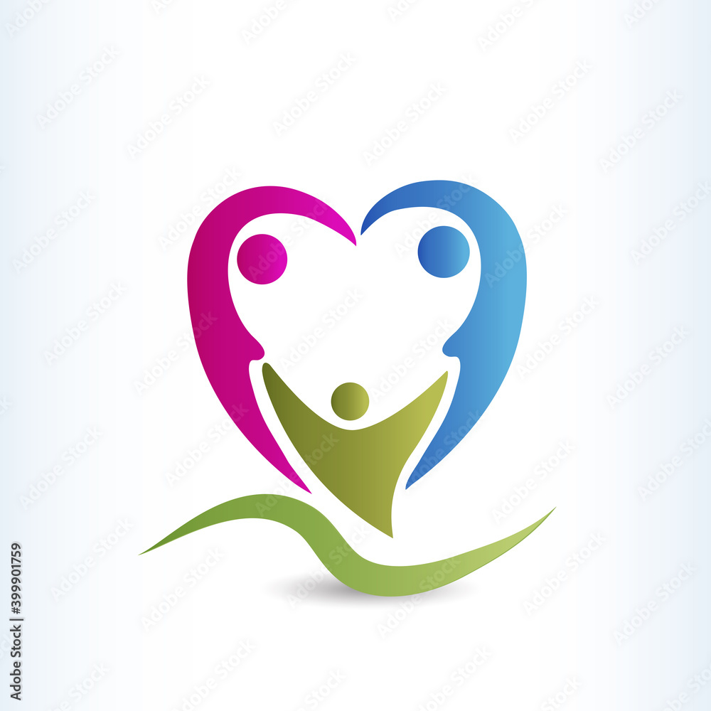 Logo family in a heart shape icon vector Stock Vector | Adobe Stock