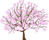 満開の綺麗で可愛い桜の木のイラスト