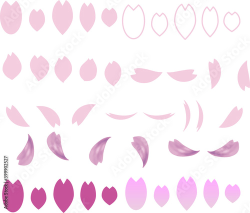 綺麗で可愛いデザイン用の桜の花びらイラストセット