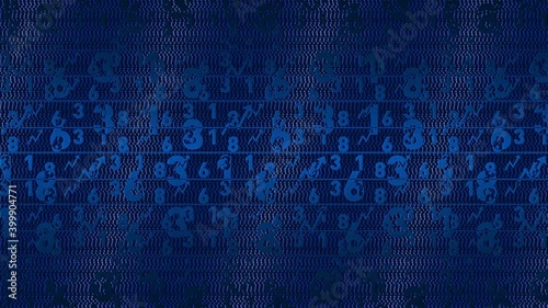 Figures. Press wall - background with many numbers replacing each other