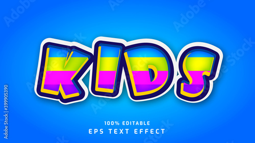 editable kids cartoon 3d text style effect