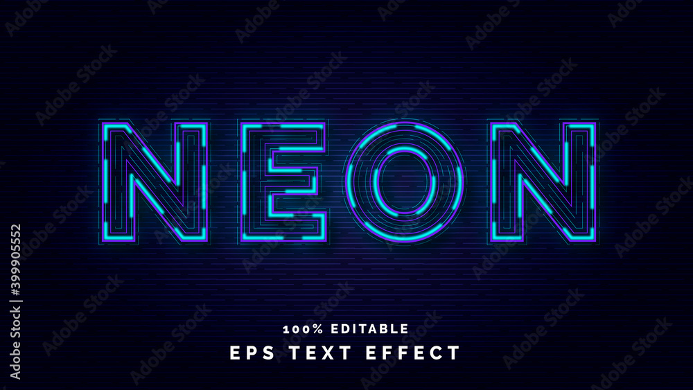 editable neon lights text effect style template