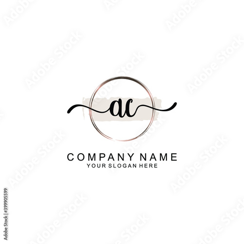 Initial AC Handwriting, Wedding Monogram Logo Design, Modern Minimalistic and Floral templates for Invitation cards	
