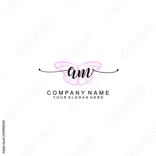Initial AM Handwriting, Wedding Monogram Logo Design, Modern Minimalistic and Floral templates for Invitation cards	
