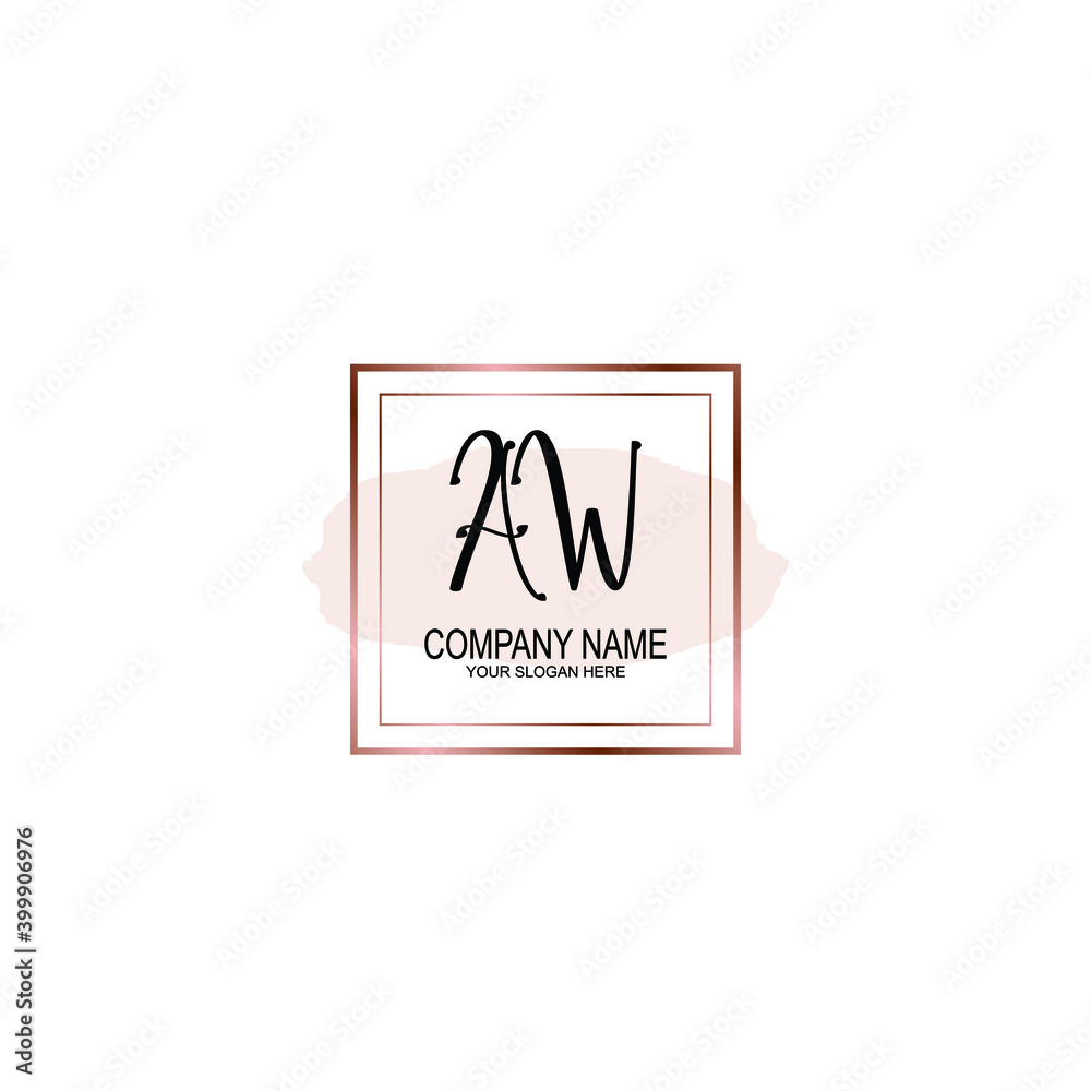 Initial AW Handwriting, Wedding Monogram Logo Design, Modern Minimalistic and Floral templates for Invitation cards	
